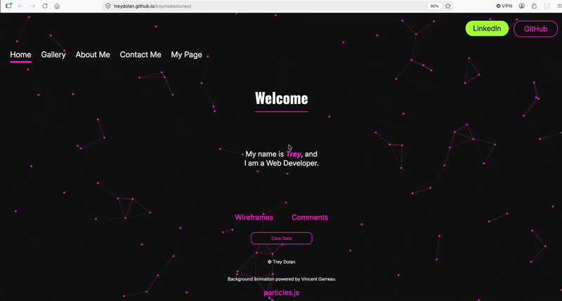 Responsive music portfolio preview